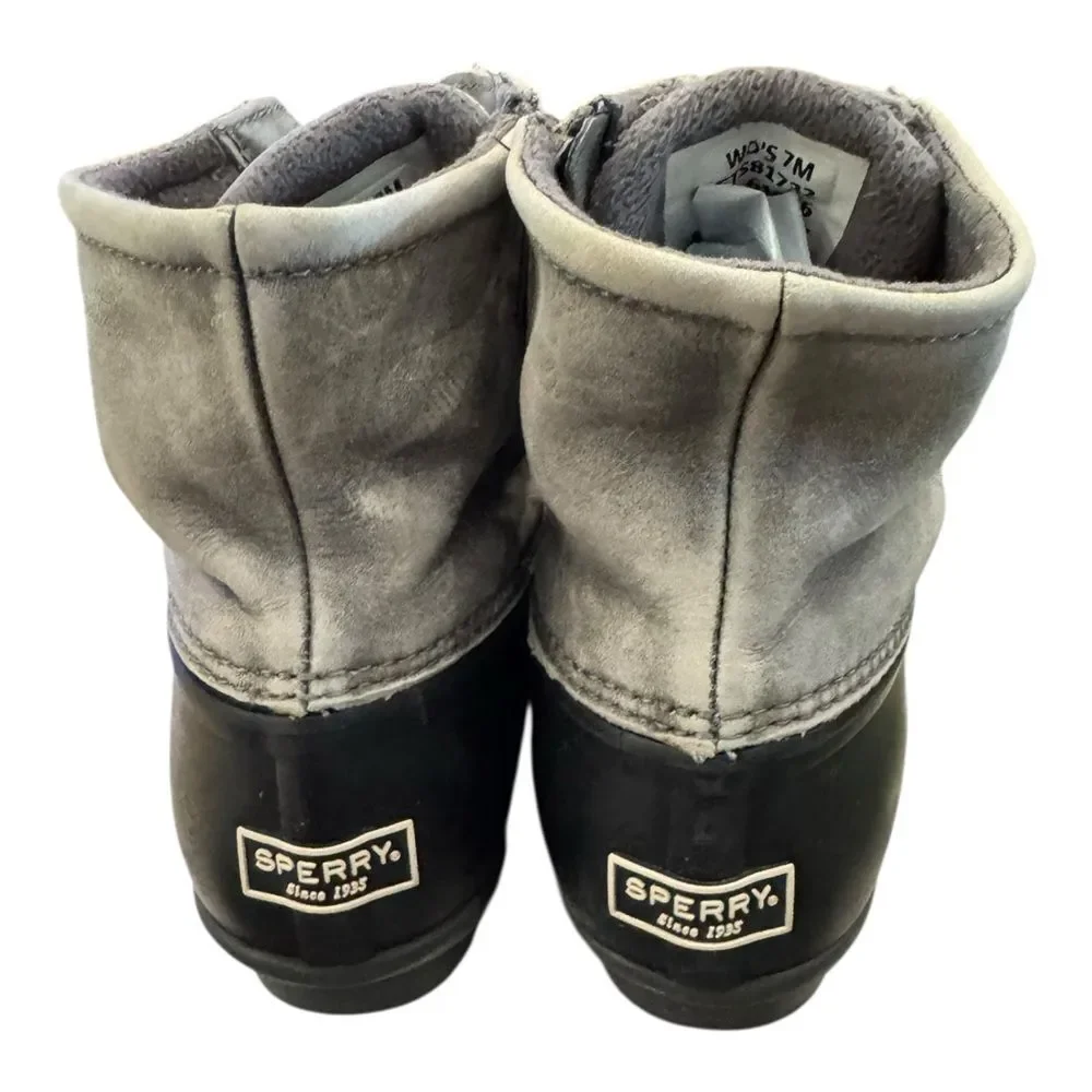Sperry Top Sider 81732 Women’s Saltwater Black Grey Duck Boots 7